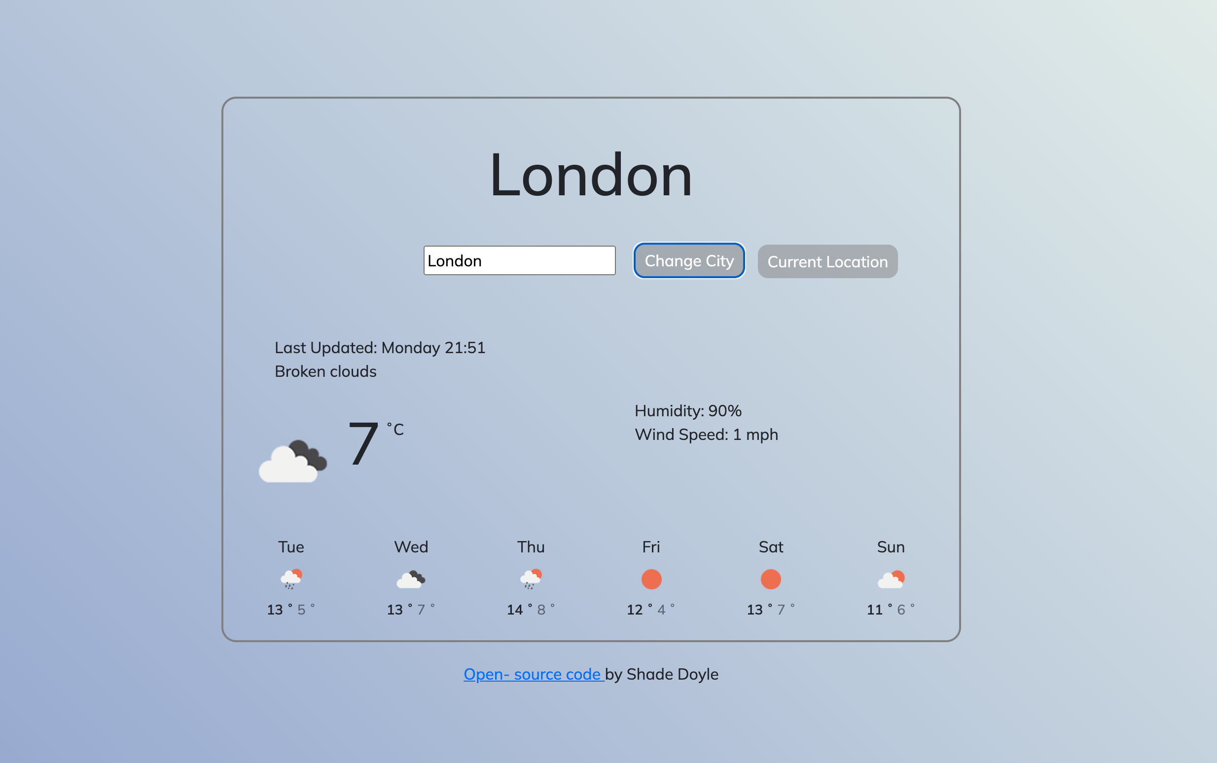 Weather app screenshot
